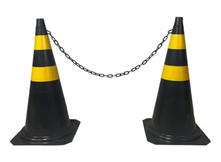 2 Cones De Sinalização com corrente para sinalização, filas estacionamento 50 cm